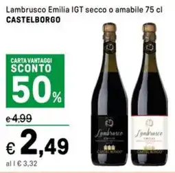 Iper La Grande Lambrusco Emilia IGT secco o amabile CASTELBORGO offerta