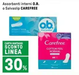 Iper La Grande Assorbenti interni O.B. o Salvaslip CAREFREE offerta