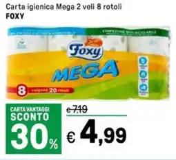 Iper La Grande Carta igienica Mega 2 veli 8 rotoli FOXY offerta