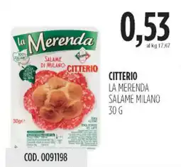 Carico Cash & Carry Citterio la merenda salame milano offerta