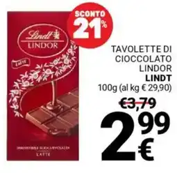 Supermercati Gulliver Tavolette di cioccolato lindor LINDT offerta
