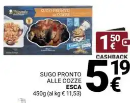 Supermercati Gulliver Sugo pronto alle cozze ESCA offerta