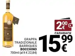 Supermercati Gulliver Grappa tradizionale barriques BOCCHINO offerta