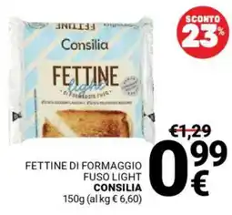 Supermercati Gulliver Fettine di formaggio fuso light CONSILIA offerta