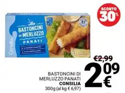 Supermercati Gulliver Bastoncini di merluzzo panati CONSILIA offerta
