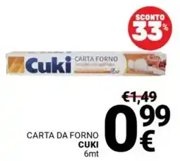 Supermercati Gulliver Carta da forno CUKI 6mt offerta