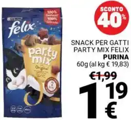 Supermercati Gulliver Snack per gatti party mix felix PURINA offerta