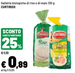 Iper La Grande Gallette biologiche di riso o di mais CURTIRISO offerta