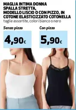 Coop Master Alleanza 3.0 Maglia intima donna spalla stretta, modello liscio o con pizzo, in cotone elasticizzato COTONELLA offerta