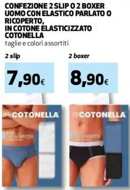 Coop Master Alleanza 3.0 Confezione 2 slip o 2 boxer uomo con elastico parlato o ricoperto, in cotone élasticizzato COTONELLA offerta