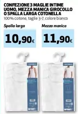 Coop Master Alleanza 3.0 Confezione 3 maglie intime uomo, mezza manica girocollo o spalla larga COTONELLA offerta