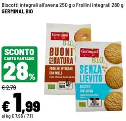 Iper La Grande Biscotti integrali all'avena o Frollini integrali GERMINAL BIO offerta
