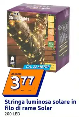 Action Stringa luminosa solare in filo di rame Solar 200 LED offerta