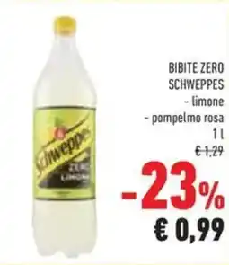 Conad Bibite zero schweppes limone, pompelmo rosa offerta