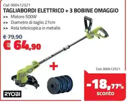 Eurobrico RYOBI tagliabordi elettrico + 3 bobine omaggio offerta