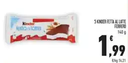 Conad 5 kinder fetta al latte ferrero offerta