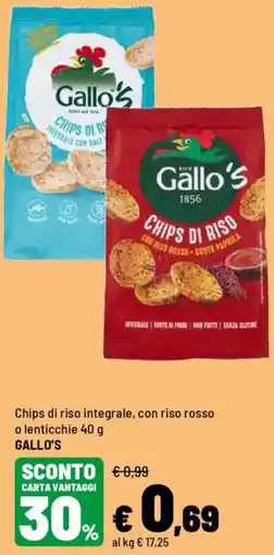 Iper La Grande Chips di riso integrale, con riso rosso o lenticchie GALLO'S offerta
