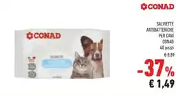 Conad Salviette antibatteriche per cani CONAD offerta