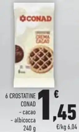 Conad 6 crostatine conad, cacao, albicocca offerta