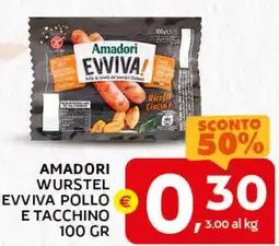 Extra Supermercati Amadori wurstel evviva pollo e tacchino offerta