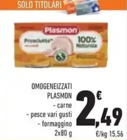 Conad Omogeneizzati plasmon, carne, pesce, formaggino offerta