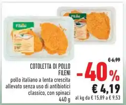 Conad COTOLETTA DI POLLO FILENI offerta