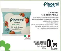Conad MOZZARELLA LIGHT CONAD PIACERSI offerta