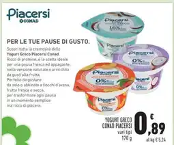 Conad Yogurt Greco Conad Piacersi offerta