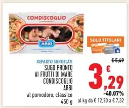 Conad Sugo Pronto ai Frutti di Mare Condiscoglio Arbi offerta