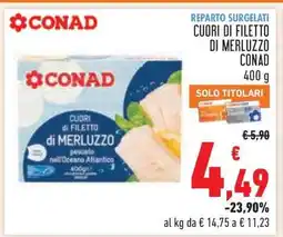 Conad CUORI DI FILETTO DI MERLUZZO CONAD offerta