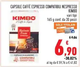 Conad Capsule Caffè Espresso Compatibili Nespresso Kimbo offerta
