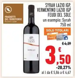 Conad SYRAH LAZIO IGP, VERMENTINO LAZIO IGP FEUDI DEL SOLE offerta