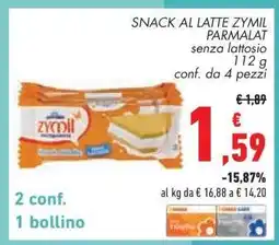 Conad SNACK AL LATTE ZYMIL PARMALAT offerta