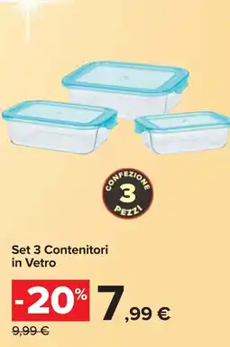 Carrefour Set 3 Contenitori in Vetro offerta