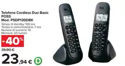 Carrefour Telefono Cordless Duo Basic POSS Mod. PSDP130DBK offerta