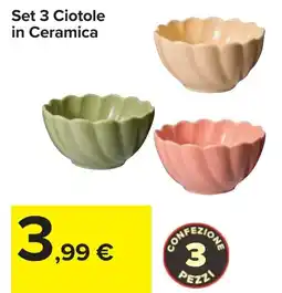 Carrefour Set 3 Ciotole in Ceramica offerta