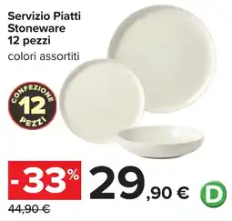 Carrefour Servizio Piatti Stoneware 12 pezzi offerta