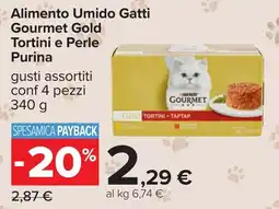 Carrefour Alimento Umido Gatti Gourmet Gold Tortini e Perle Purina offerta