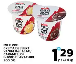 Extra Supermercati Milk pro crema dessert vaniglia/cacao/ caramello/ burro di arachidi offerta