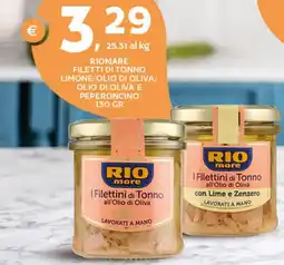 Extra Supermercati Riomare filetti di tonno limone/olio di oliva/ olio di oliva e peperoncino offerta