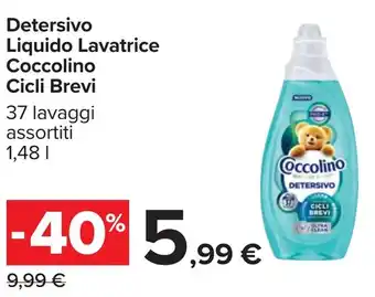 Carrefour Detersivo Liquido Lavatrice Coccolino Cicli Brevi offerta