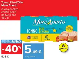 Carrefour Tonno Filo d'Olio Mare Aperto offerta