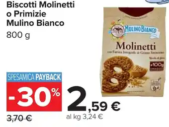 Carrefour Biscotti Molinetti o Primizie Mulino Bianco offerta