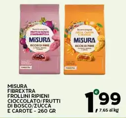 Extra Supermercati Misura fibrextra frollini ripieni cioccolato/frutti di bosco/zucca e carote offerta