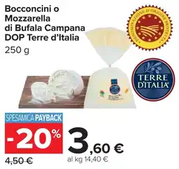 Carrefour Bocconcini o Mozzarella di Bufala Campana DOP Terre d'Italia offerta