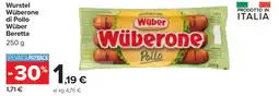 Carrefour Wurstel Wüberone di Pollo Wüber Beretta offerta
