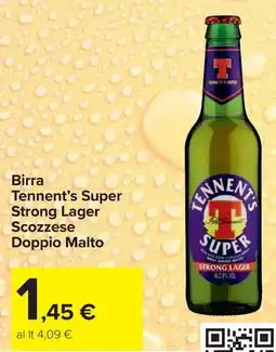 Carrefour Birra Tennent's Super Strong Lager Scozzese Doppio Malto offerta