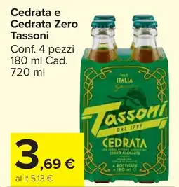 Carrefour Market Cedrata e Cedrata Zero Tassoni offerta