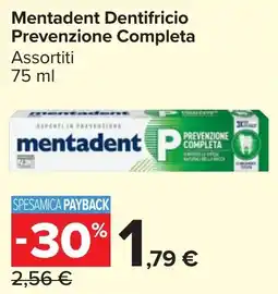 Carrefour Market Mentadent Dentifricio Prevenzione Completa offerta