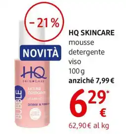 dm drogerie markt HQ SKINCARE mousse detergente viso offerta